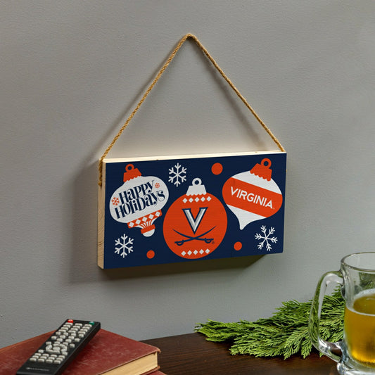 Team Sports America Trending - University of Virginia Holiday Wood Wall Sign, 6x11