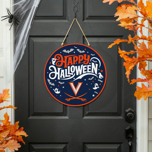 Team Sports America Recommended - University of Virginia Halloween Round Door Décor with Hanging Rope, 1