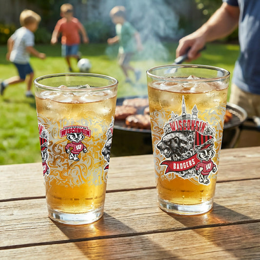 Team Sports America Trending - University of Wisconsin-Madison 16oz Glass pint, Set of 2