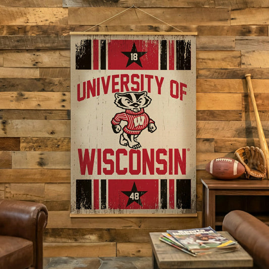Team Sports America Recommended - University of Wisconsin-Madison, Canvas Wall Tapestry, Large, 54x36