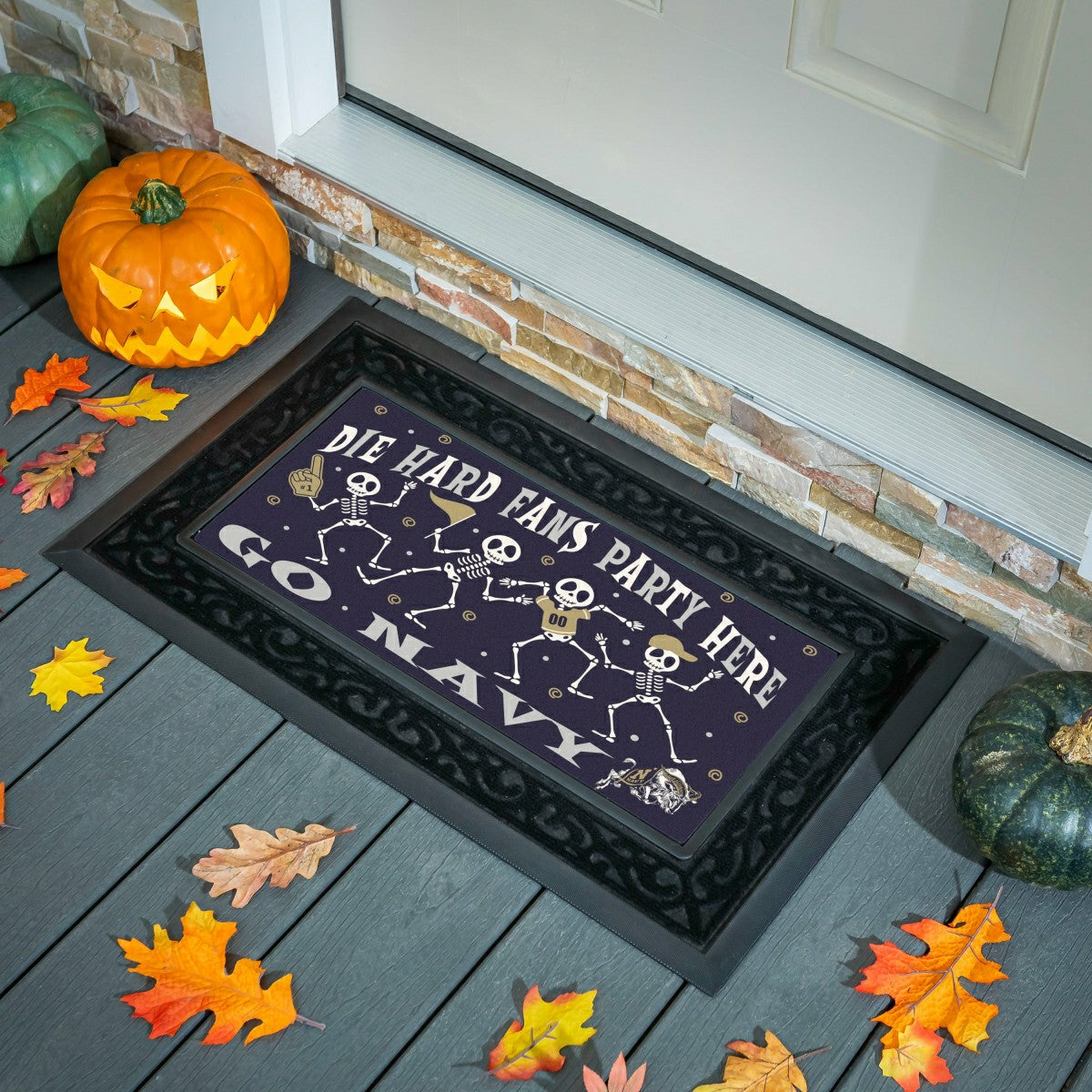 Team Sports America Exclusive - US Naval Academy Flocked Coir Halloween Sassafras Switch Mat, 22"x10"