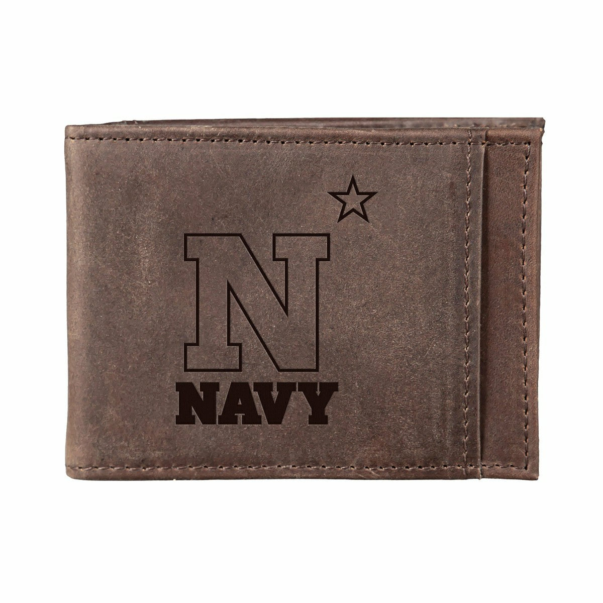 Team Sports America Exclusive - Front Pocket Wallet w/ RFID Blocking, US Naval Academy, Brown