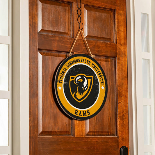 Team Sports America Recommended - Virginia Commonwealth University Round Door Décor with Hanging Rope, 1