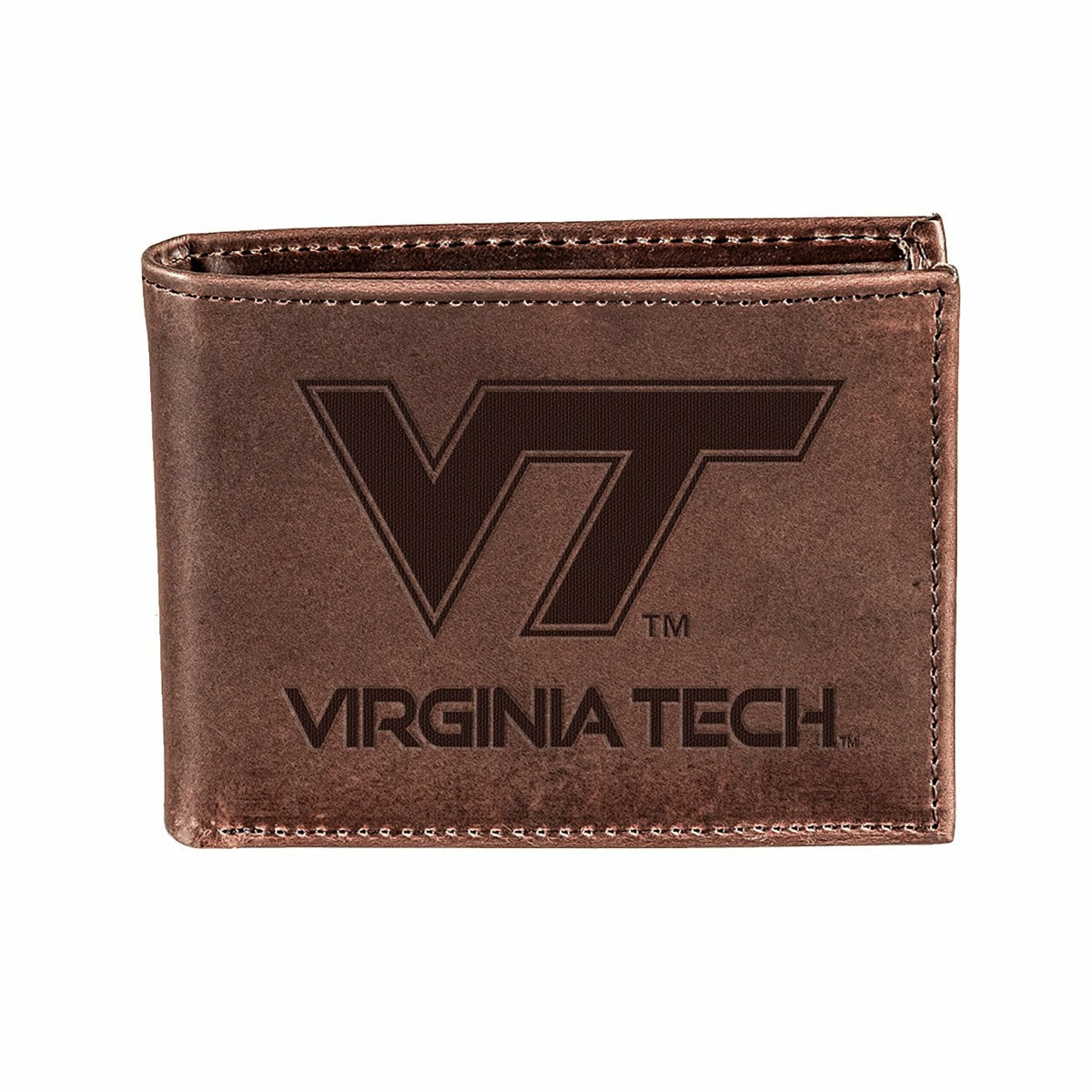Team Sports America Value - Virginia Tech, Bi-Fold Wallet, Brown, CH, 100% Genuine Leather