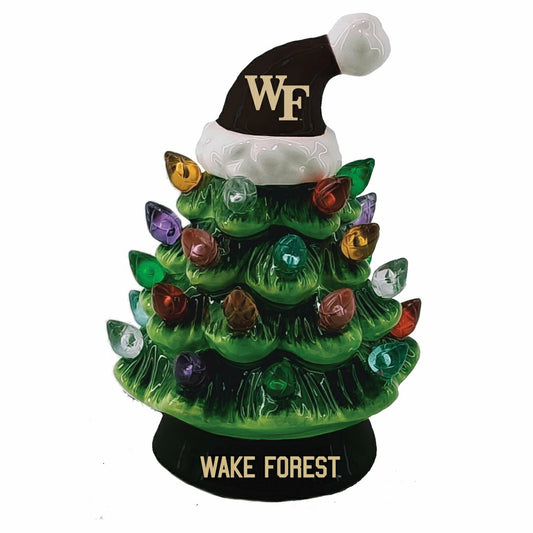 Team Sports America Essential - 4" Mini LED Tabletop Christmas Tree, Set of 2, Wake Forest University