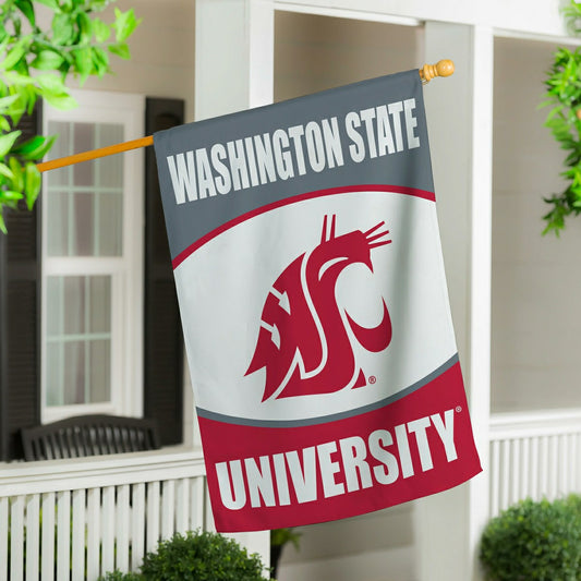 Team Sports America Signature - Washington State University Suede House Flag