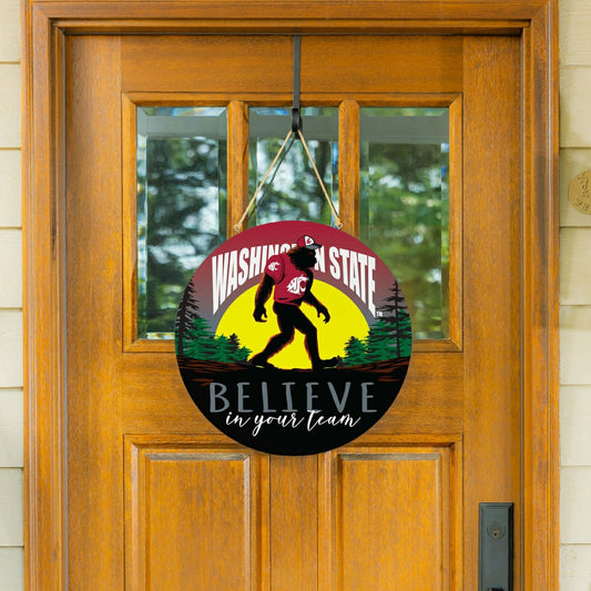Team Sports America Trending - Washington State University Bigfoot Round Door Décor with Hanging Rope