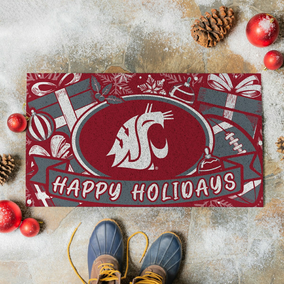 Team Sports America Classic - Washington State University Holiday PVC Mat, 28"x16"