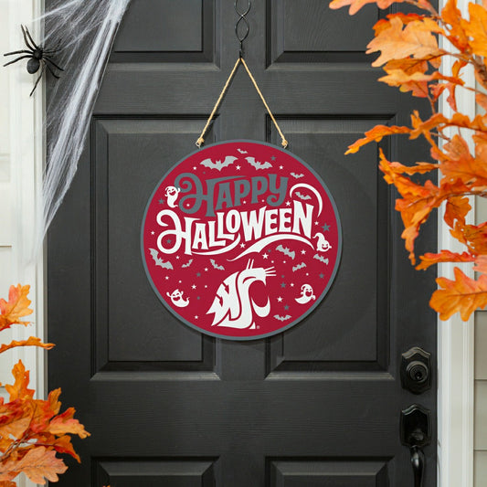Team Sports America Exclusive - Washington State University Halloween Round Door Décor with Hanging Ro