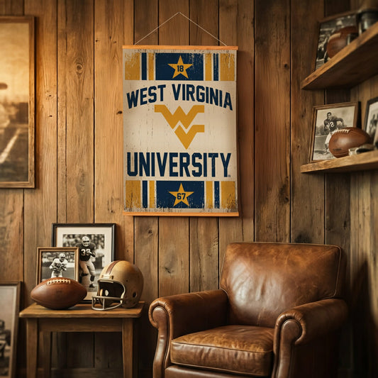 Team Sports America Recommended - West Virginia University, Canvas Wall Tapestry, Medium, 36x24