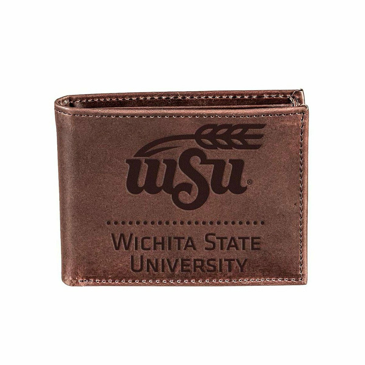 Team Sports America Classic - Wichita State University, Bi-Fold Wallet, Brown, CH, 100% Genuine Leat