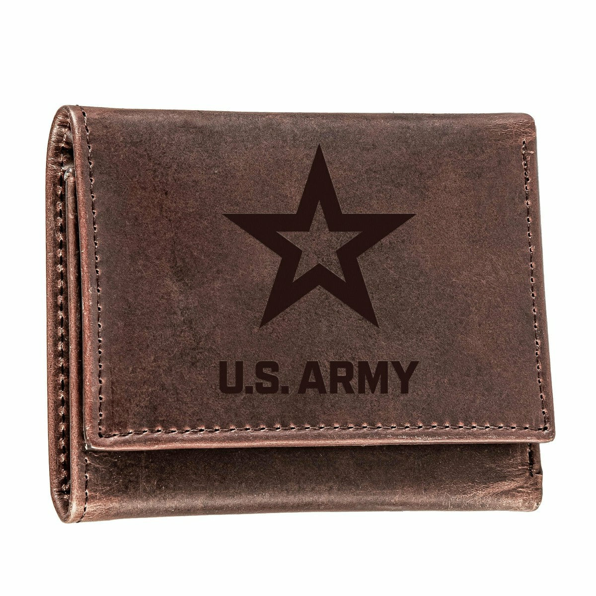 Team Sports America Everyday - US Army Brown Tri-Fold Wallet, 100% Genuine Leather