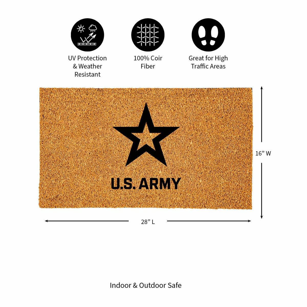 Team Sports America Trending - Coir Mat, 16"x28", US Army