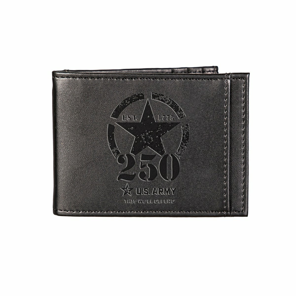 Team Sports America Classic - Front Pocket Wallet w/ RFID Blocking, US Army, 250th Anniversary, Blac