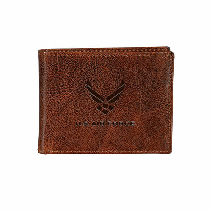 Team Sports America Exclusive - US Air Force, Embossed 100% Genuine Tumbled Leather Passcase Bi-Fold W