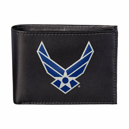 Team Sports America Essential - U.S. Air Force Black Bi-Fold Embroidered Wallet w/ RFID Blocking