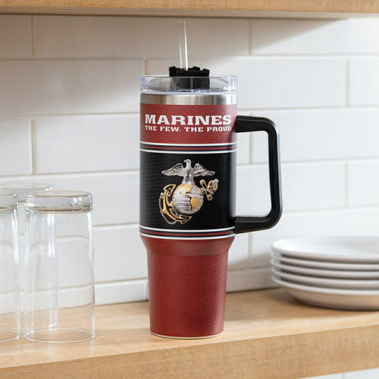 Team Sports America Signature - 40oz Stainless Steel Canyon Cup w/ Straw, US Marine Corps