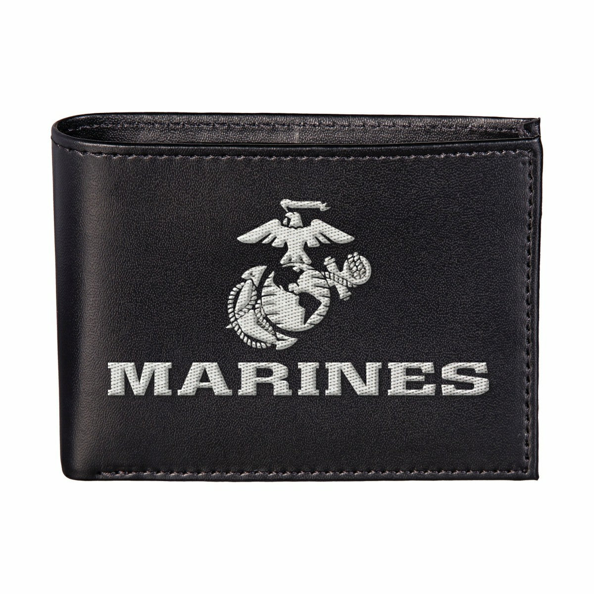 Team Sports America Essential - U.S. Marine Corps Black Bi-Fold Embroidered Wallet w/ RFID Blocking