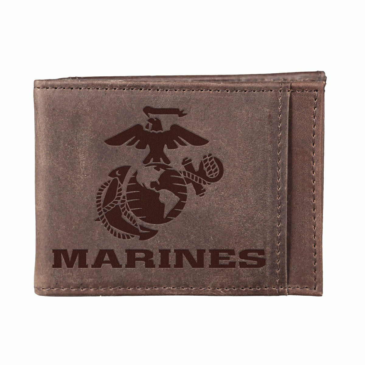 Team Sports America Recommended - US Marine Corps Brown Front Pocket Wallet with RFID Blocking, 100% Gen