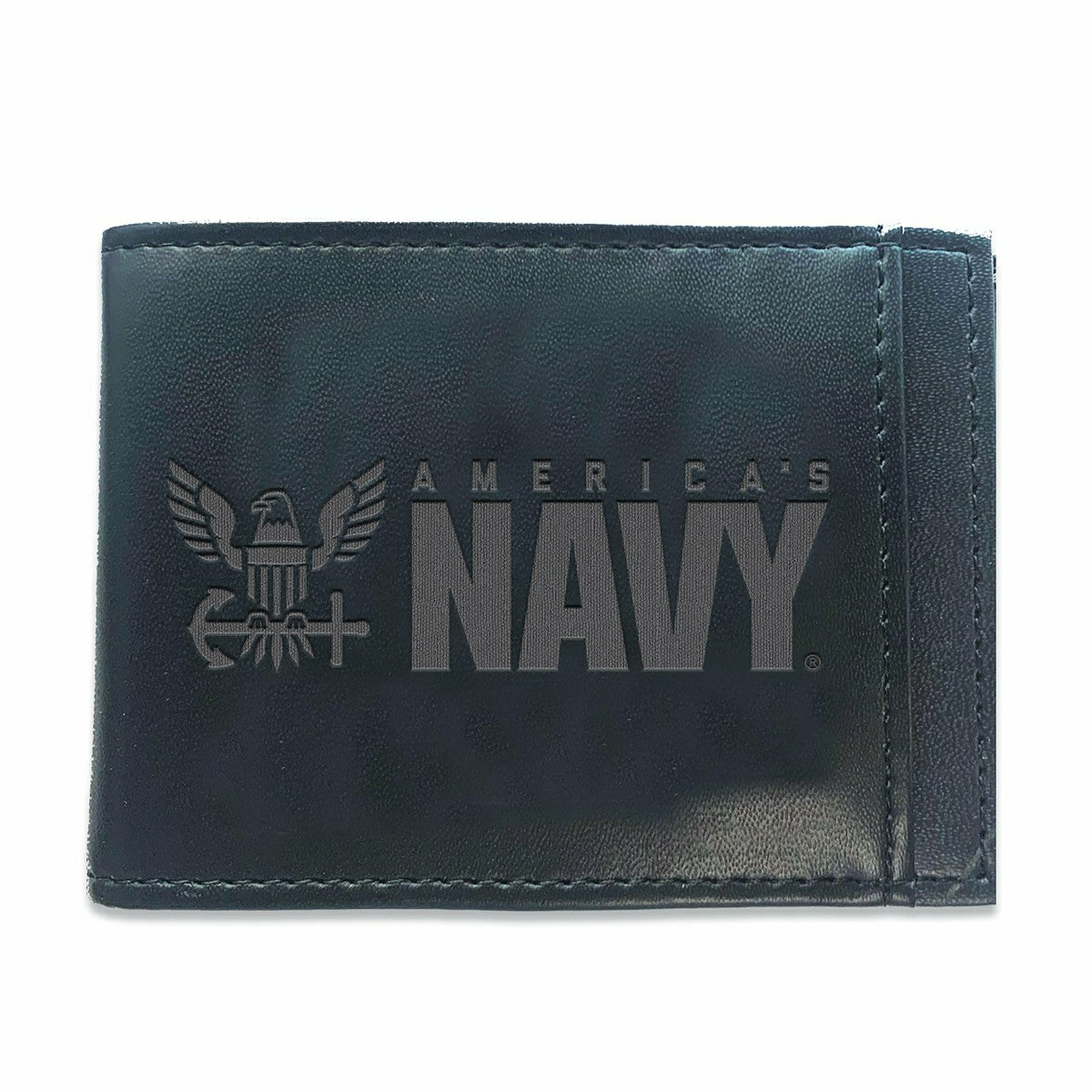 Team Sports America Signature - US Navy Black Front Pocket Wallet with RFID Blocking