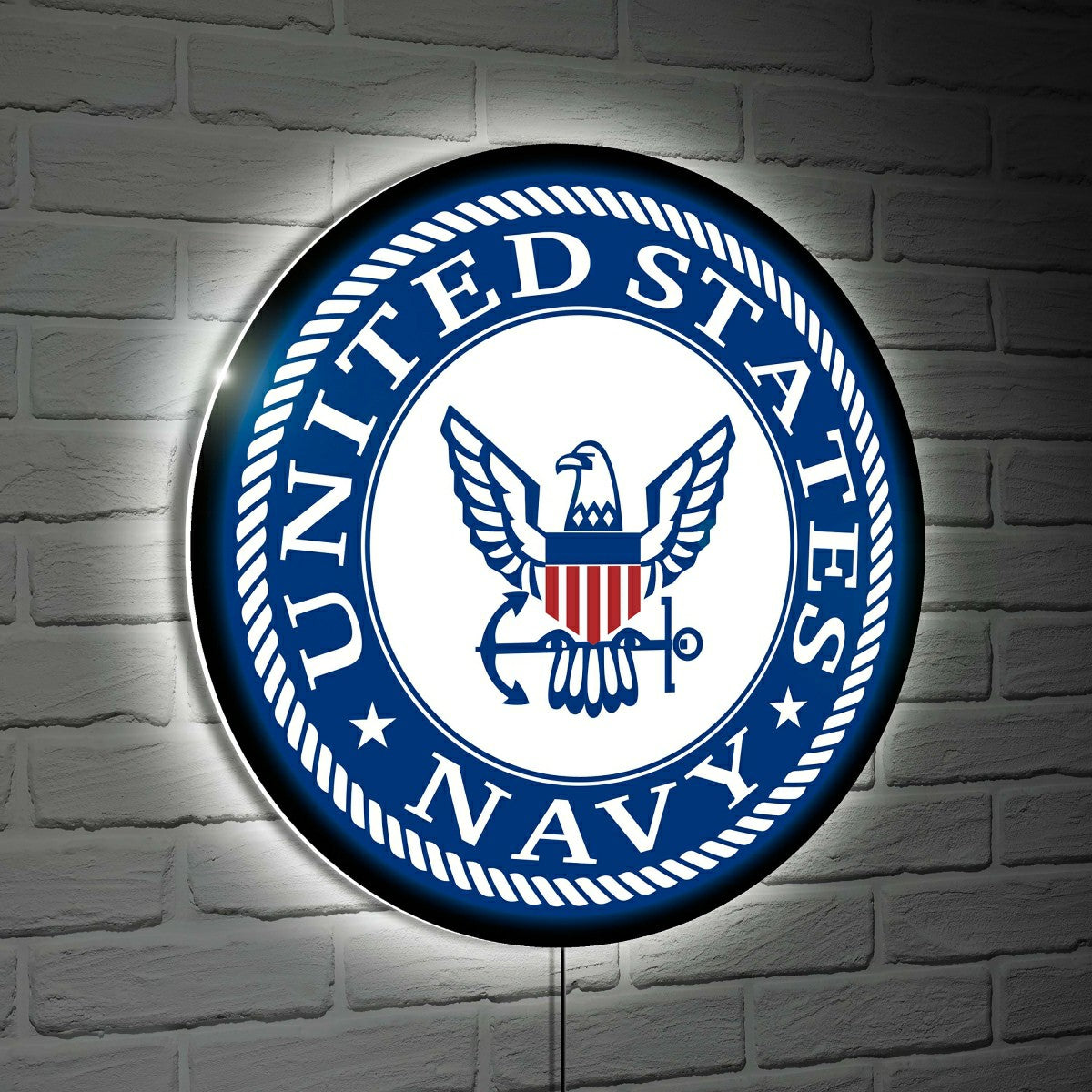 Team Sports America Exclusive - US Navy Military Round LED Wall Decor