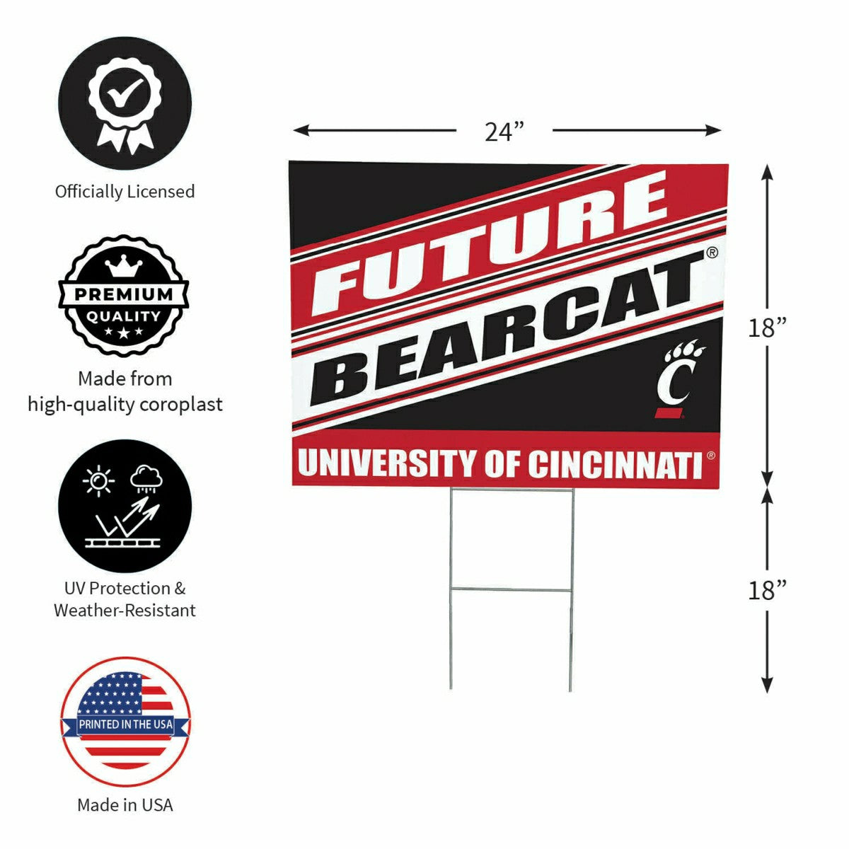 Team Sports America Best Seller - University of Cincinnati Coroplast Yard Sign, Future Student
