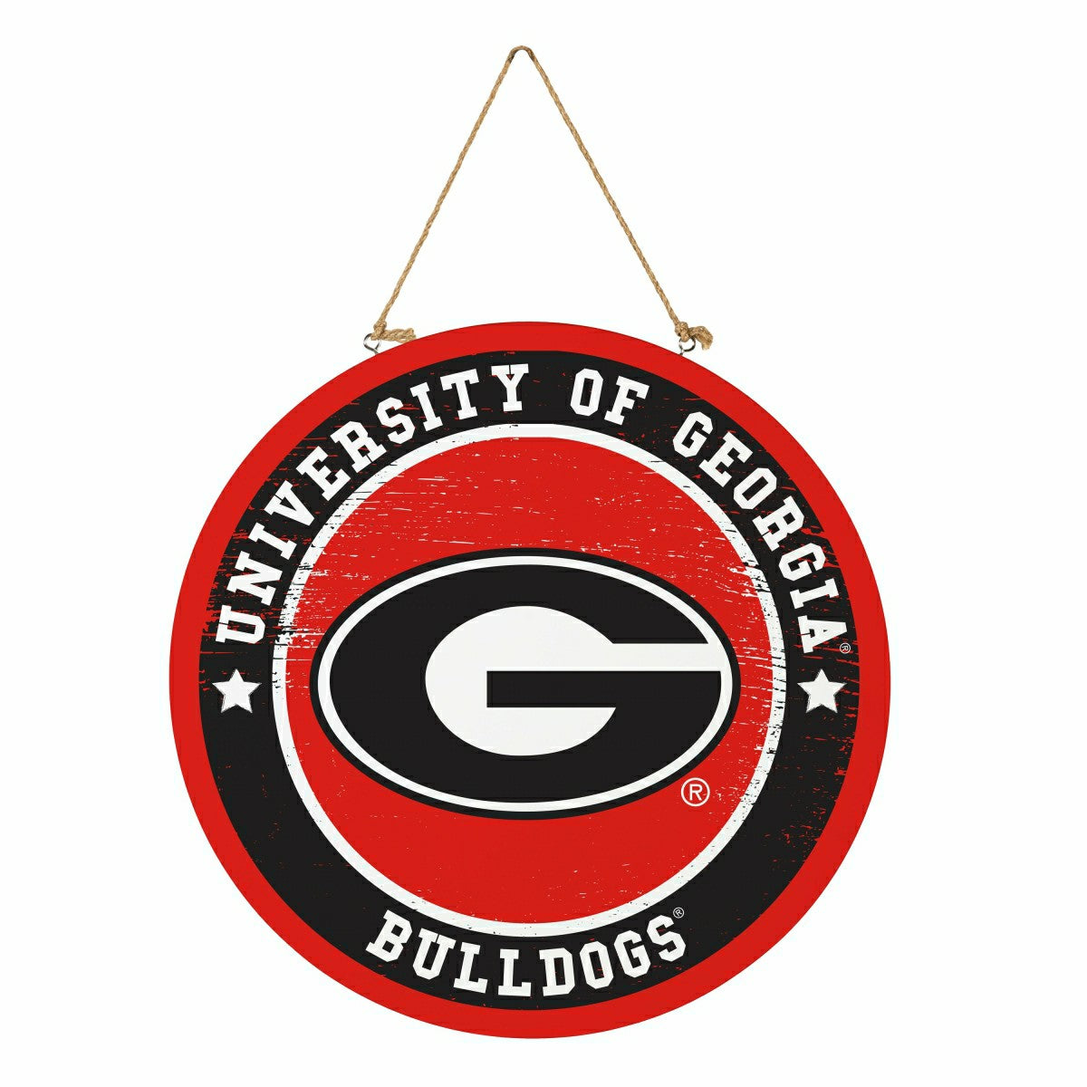 Team Sports America Exclusive - University of Georgia Round Door Décor with Hanging Rope, 18x18