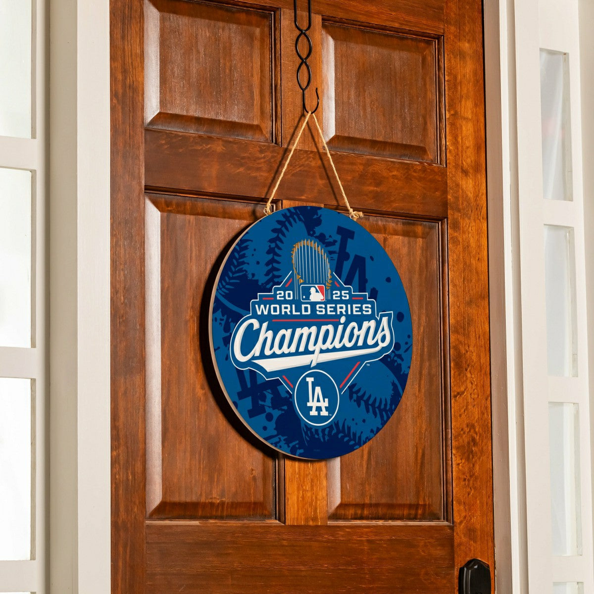 Team Sports America Signature - Los Angeles Dodgers, World Series 2025 Round Door Decor with Hanging R