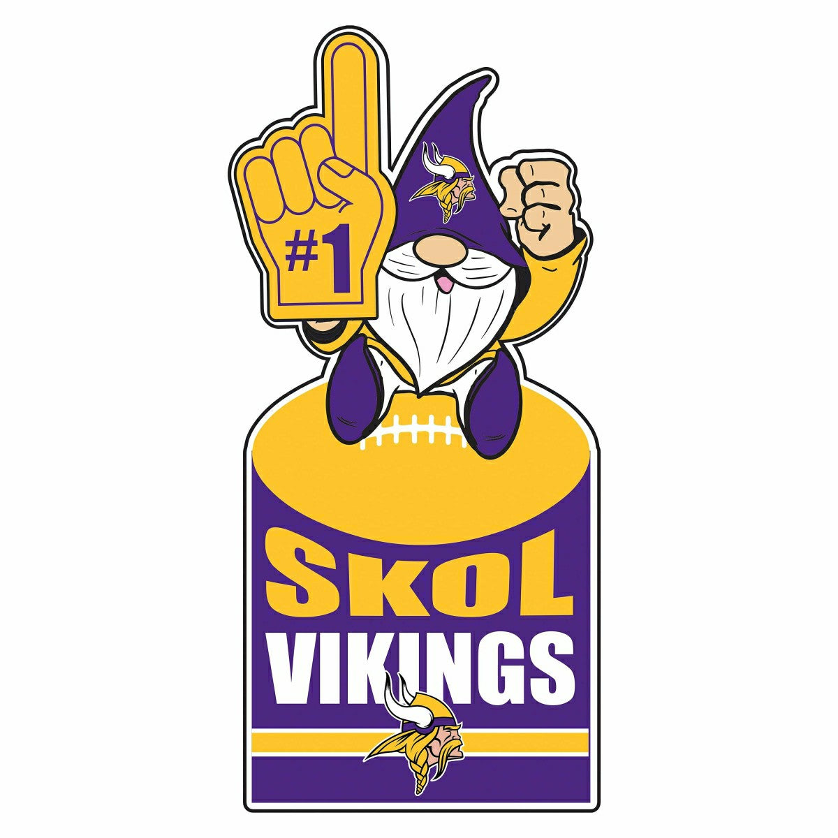 Team Sports America Best Seller - Minnesota Vikings Gnome Metal Sign 10"L x 30"H