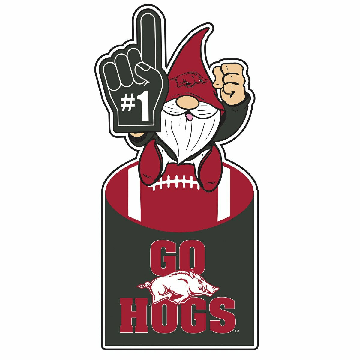 Team Sports America Signature - University of Arkansas Gnome Metal Sign 10"L x 30"H