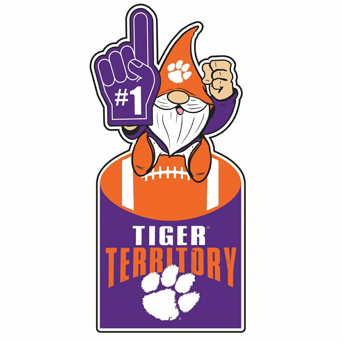 Team Sports America Classic - Clemson University Gnome Metal Sign 10"L x 30"H