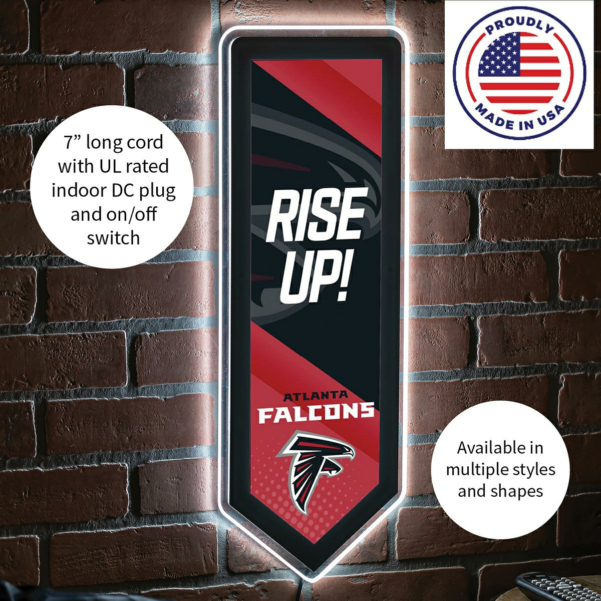 Team Sports America Everyday - LED Wall Decor, Pennant, Atlanta Falcons