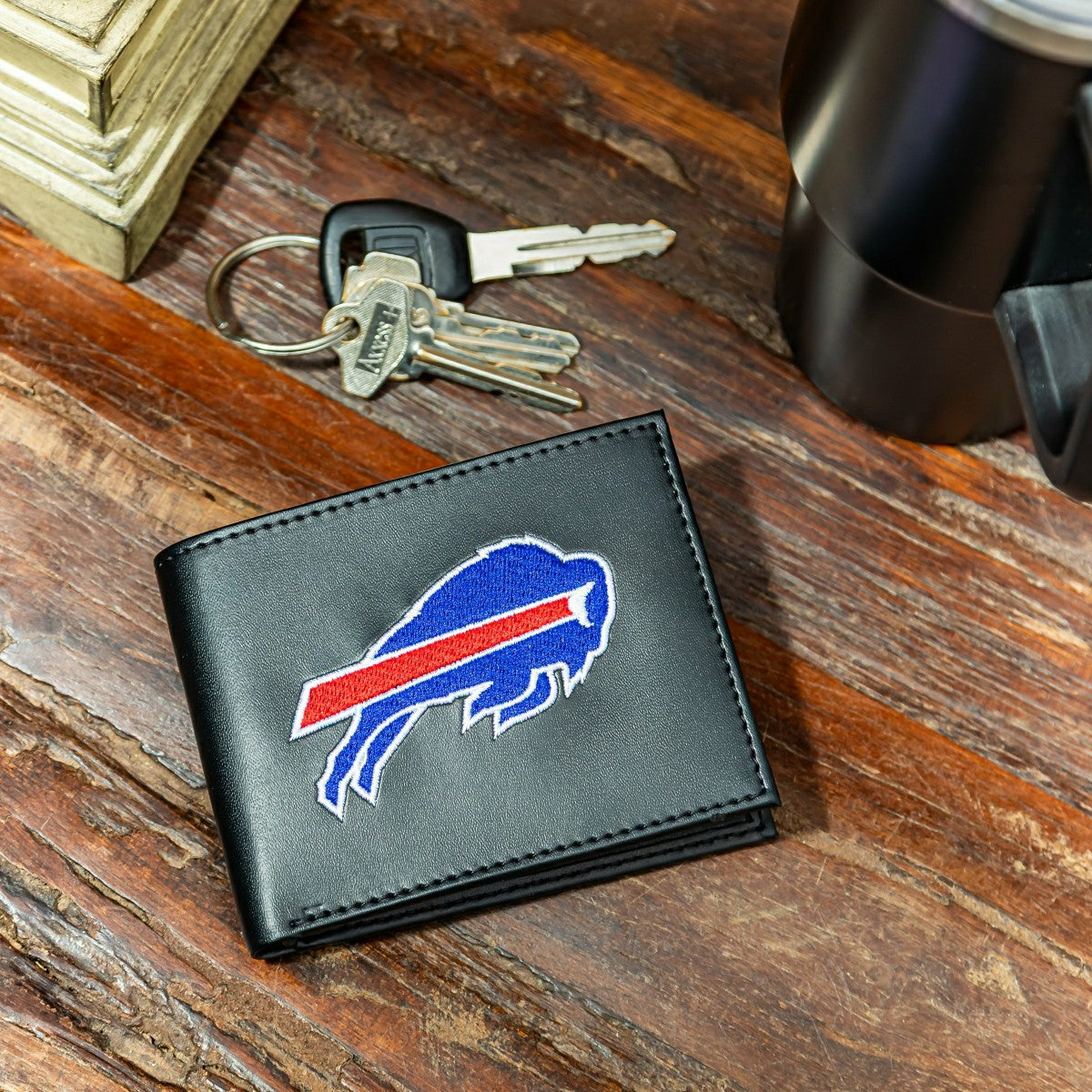 Team Sports America Essential - Buffalo Bills Black Bi-Fold Embroidered Wallet w/ RFID Blocking
