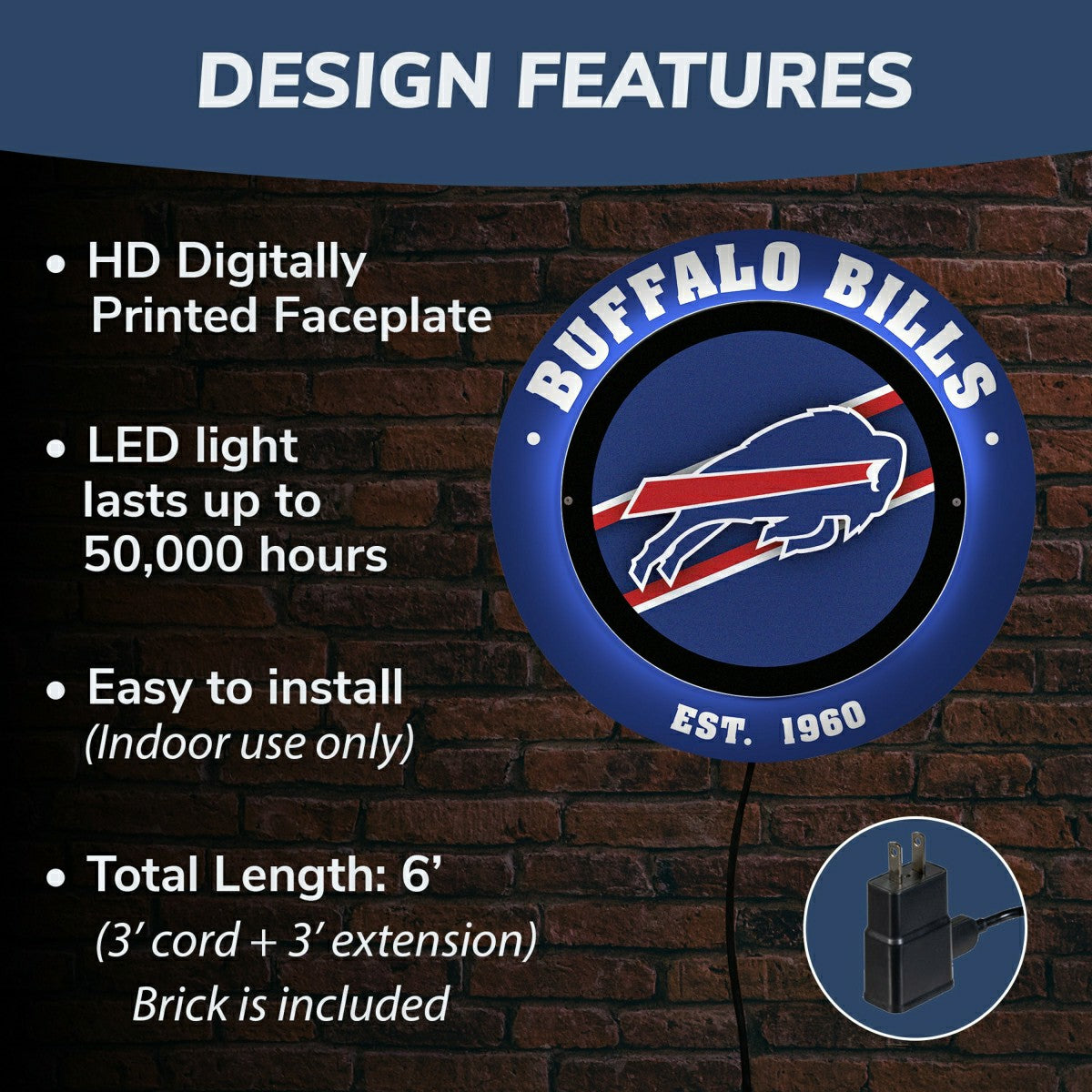 Team Sports America Essential - Buffalo Bills, Metal Lite, Round