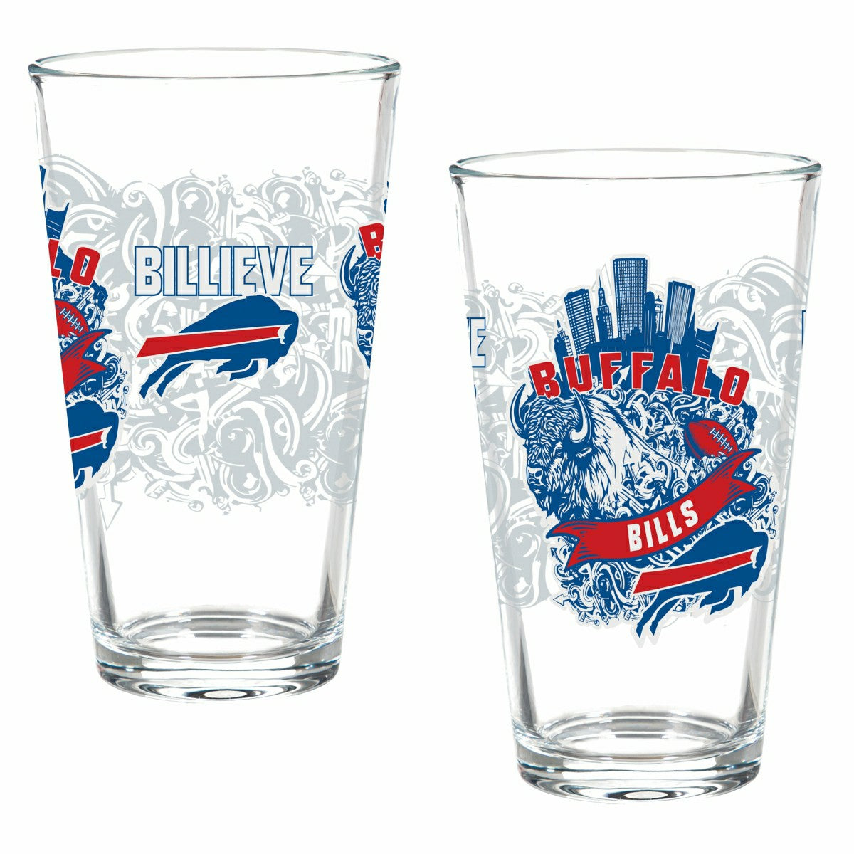 Team Sports America Everyday - Buffalo Bills 16oz Glass pint, Set of 2