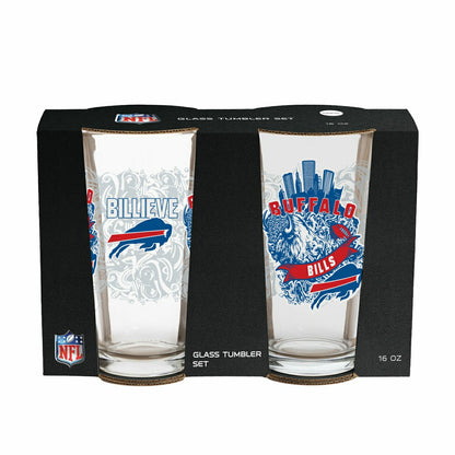 Team Sports America Everyday - Buffalo Bills 16oz Glass pint, Set of 2