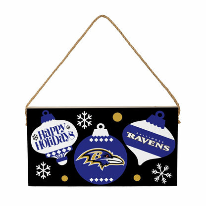 Team Sports America Exclusive - Baltimore Ravens Holiday Wood Wall Sign, 6x11