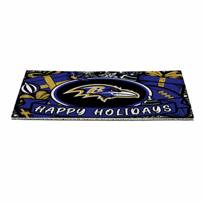 Team Sports America Best Seller - Baltimore Ravens Holiday PVC Mat, 28"x16"