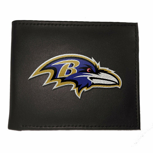 Team Sports America Trending - Baltimore Ravens Black Bi-Fold Embroidered Wallet w/ RFID Blocking