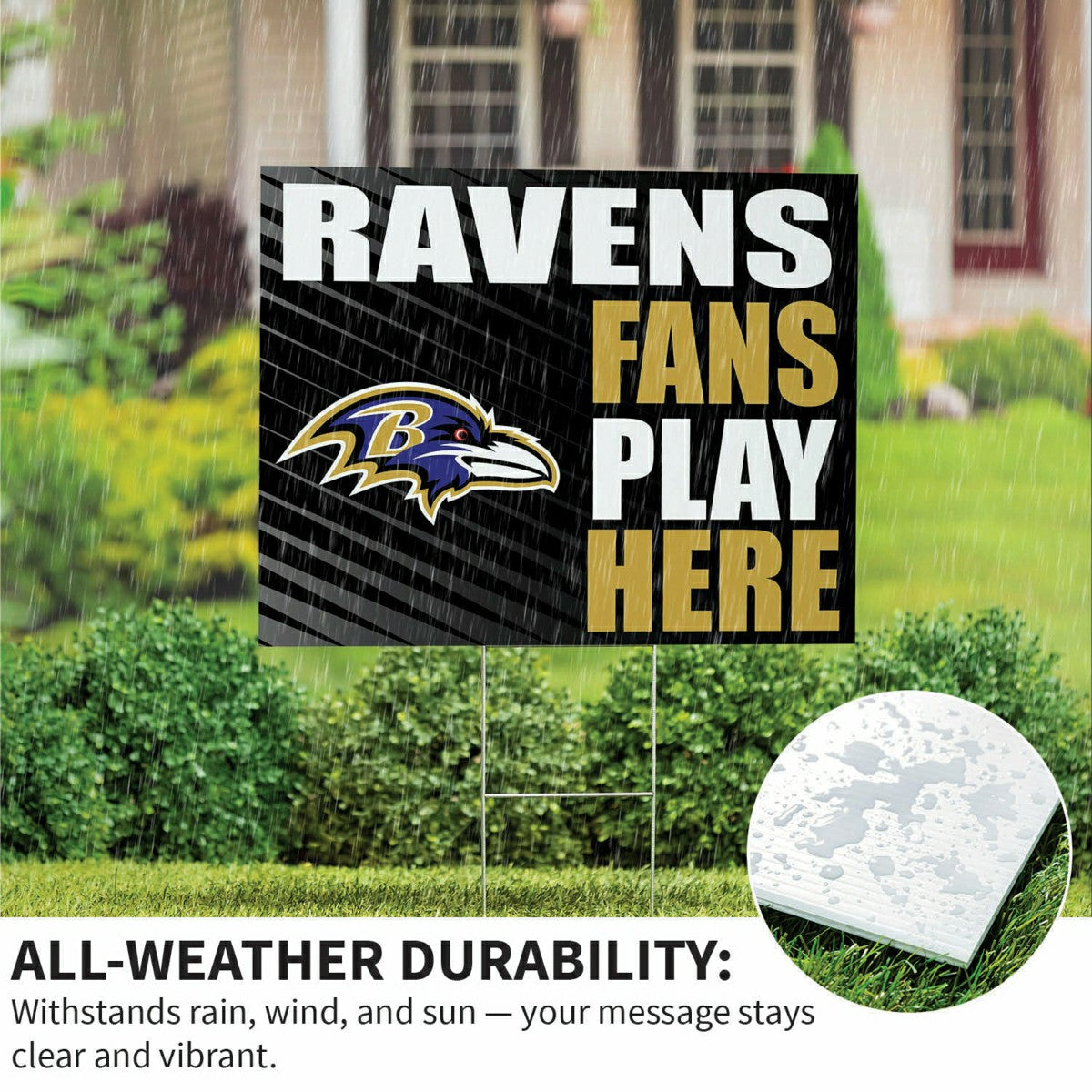Team Sports America Signature - Baltimore Ravens Coroplast Yard Sign "Fans Play Here"