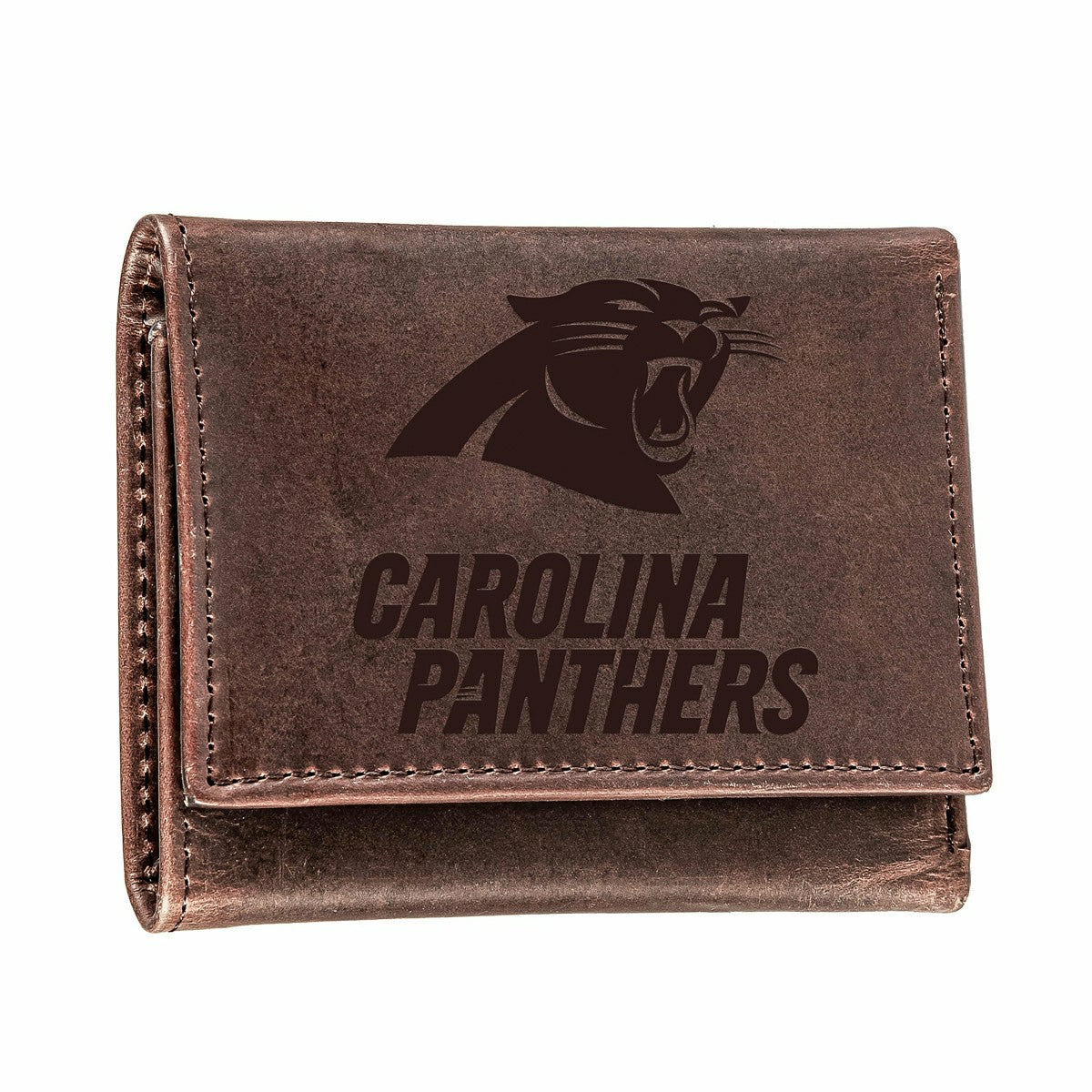 Team Sports America Best Seller - Carolina Panthers, Tri-Fold Wallet, Brown, CH, 100% Genuine Leather