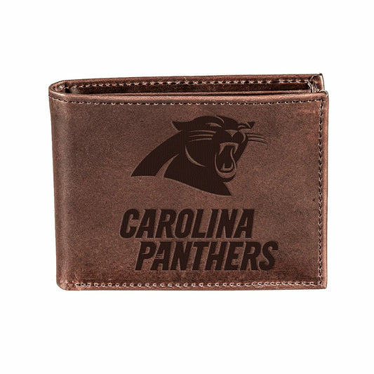 Team Sports America Exclusive - Carolina Panthers, Bi-Fold Wallet, Brown, CH, 100% Genuine Leather