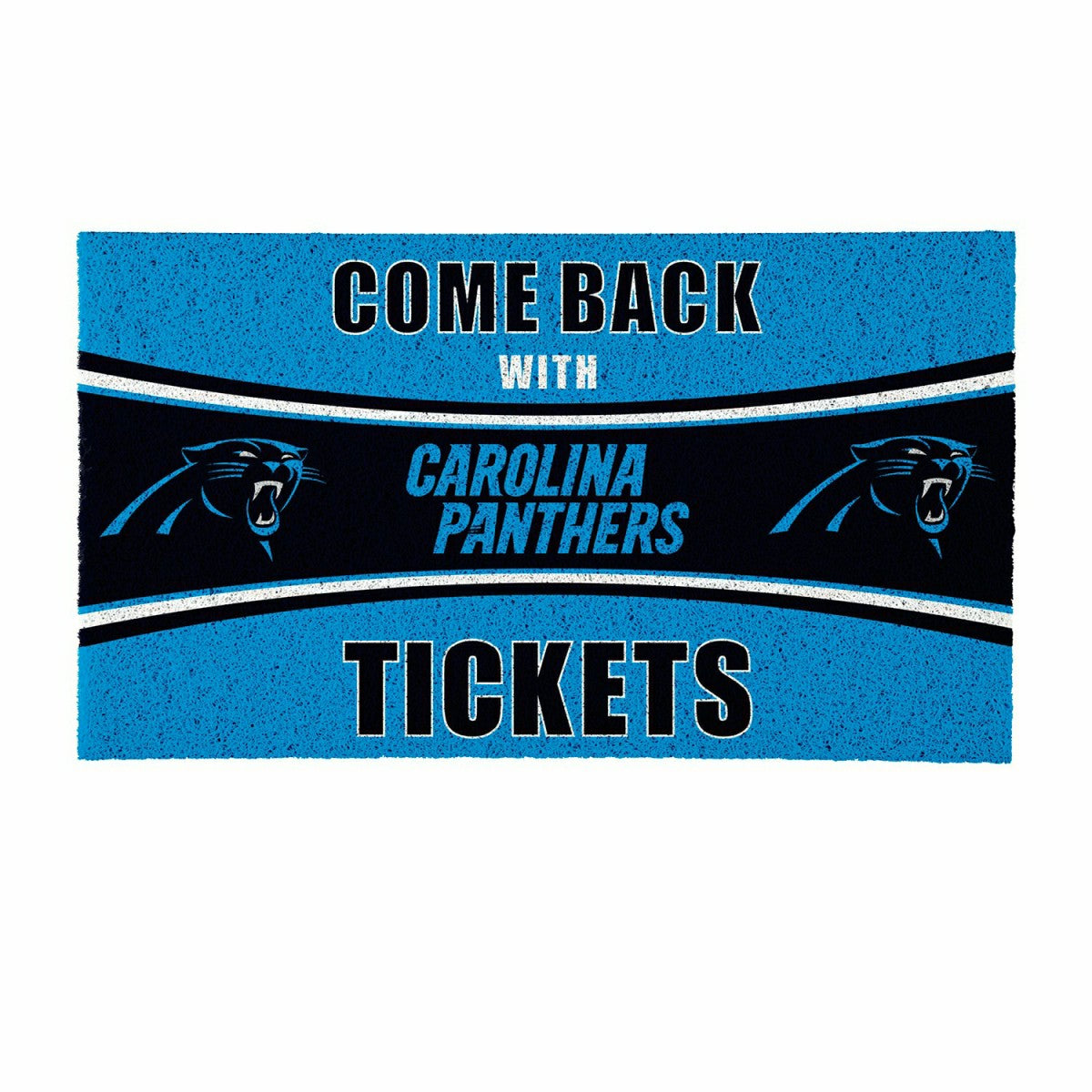 Team Sports America Value - 28" x 16" PVC Trapper Mat, Come Back with Tickets, Carolina Panthers