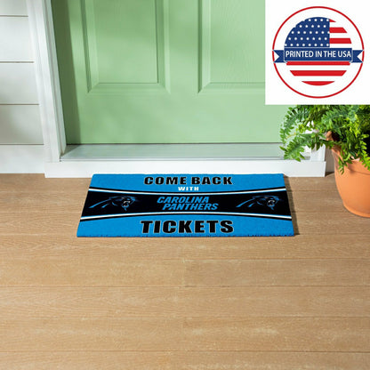 Team Sports America Value - 28" x 16" PVC Trapper Mat, Come Back with Tickets, Carolina Panthers