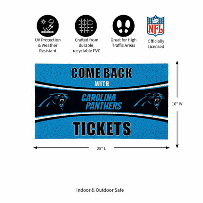 Team Sports America Value - 28" x 16" PVC Trapper Mat, Come Back with Tickets, Carolina Panthers