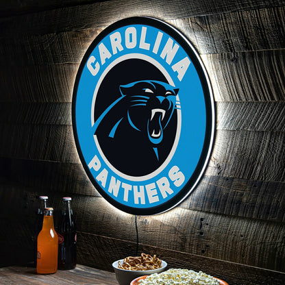 Team Sports America Classic - LED Wall Decor, Round, Carolina Panthers