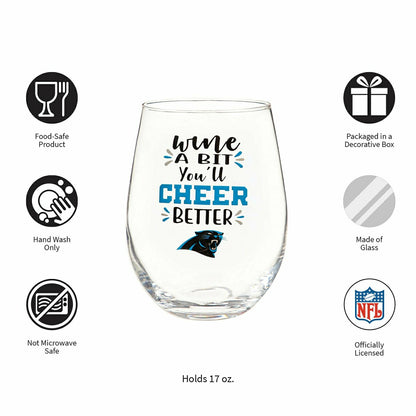 Team Sports America Essential - Carolina Panthers, 17oz Boxed Stemless Wine