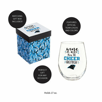 Team Sports America Essential - Carolina Panthers, 17oz Boxed Stemless Wine