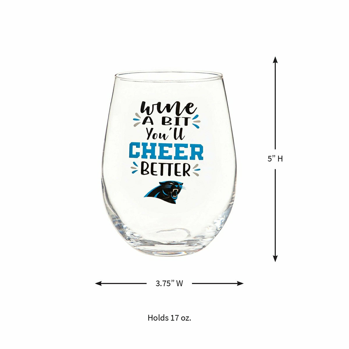Team Sports America Essential - Carolina Panthers, 17oz Boxed Stemless Wine