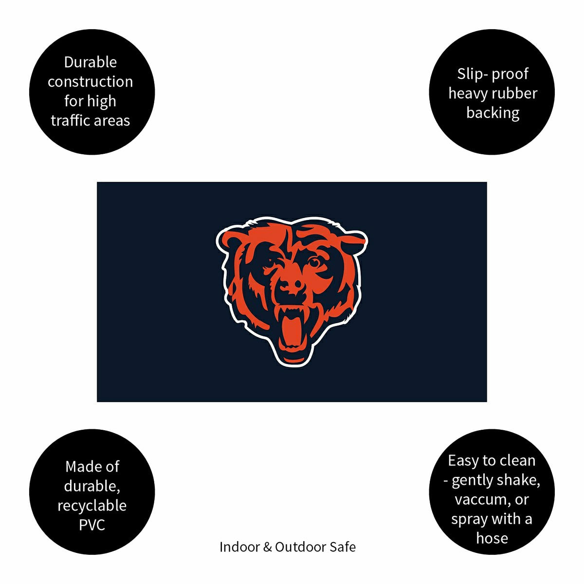 Team Sports America Signature - Full Color PVC Mat, 16" x 28", Chicago Bears